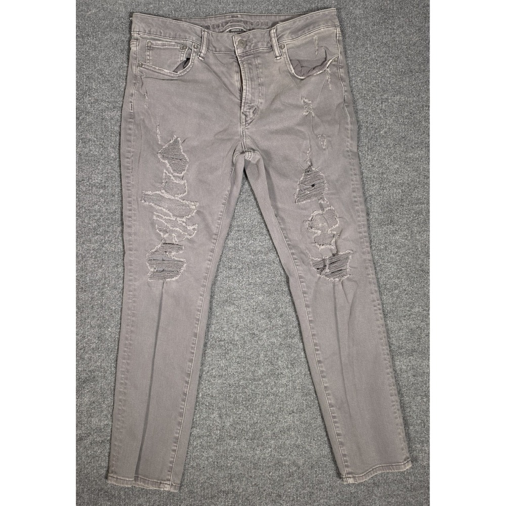 American Eagle AirFlex+ Distressed Jeans 36x30 Gray Slim Stretch
